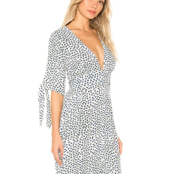 Blue Floral Nina Midi Dress - Faithfull the Brand - M (Size 6) - Picture 2 of 6